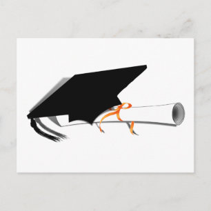 Carte Postale Faire-part Diplôme avec bonnet de remise des diplômes