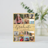 Carte Postale Faire-part Diplômé Black & Gold 13 Photo Collage Remise des d (Debout devant)