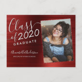 Carte Postale Faire-part Diplômé Bourgogne Métal Brossé Photo Remise des Di (Devant)