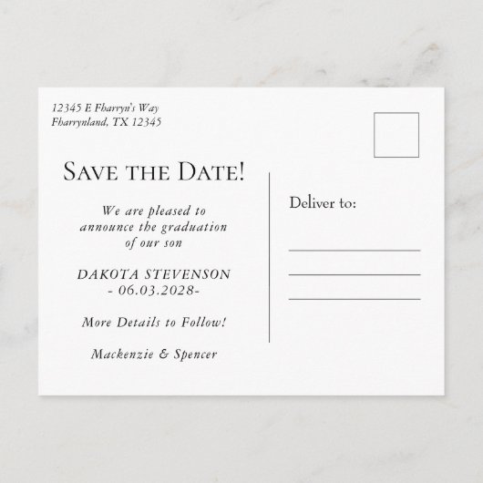 Carte Postale Faire-part Diplôme d'art | Photo Abstraite unique (Dos)