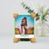 Carte Postale Faire-part Diplômé de Basketball Vert & Or (Debout devant)