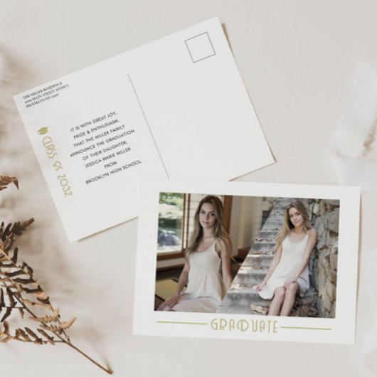 Carte Postale Faire-part Diplômé de collage moderne Diplômé Photo Annonce