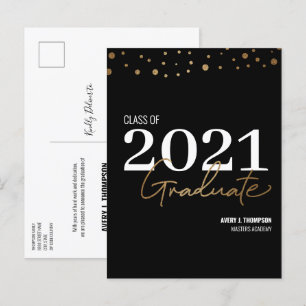 Carte Postale Faire-part Diplômé de la promotion 2021 de typographie person