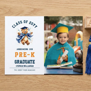 Carte Postale Faire-part Diplômé de pré-maternelle Ourson mignon 