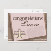 Carte Postale Faire-part Diplômé d'école de droit de félicitations (Devant / Derrière)