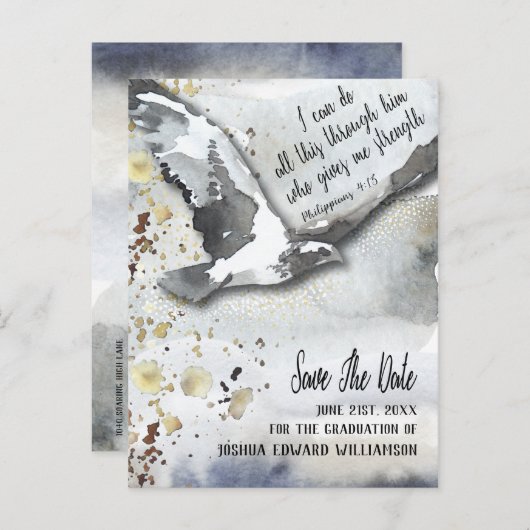 Carte Postale Faire-part Diplômé Inspiré par le Christianisme Sauvegarder l (Devant / Derrière)