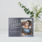 Carte Postale Faire-part Diplômé Métal Brossé Argenté Photo Remise des dipl (Debout devant)