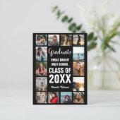 Carte Postale Faire-part Diplômé Moderne 14 Collage de Photos Noir Diplôme (Debout devant)