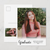 Carte Postale Faire-part Diplômé Moderne Écriture Blanche Photo Remise des (Devant / Derrière)