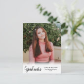 Carte Postale Faire-part Diplômé Moderne Écriture Blanche Photo Remise des (Debout devant)