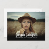 Carte Postale Faire-part Diplôme Moderne Gras Photo | Nom du diplômé Script (Devant / Derrière)