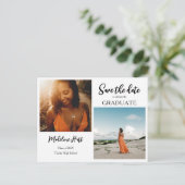 Carte Postale Faire-part Diplômé Moderne | Sauvegarder La Date | Photo Scri (Debout devant)