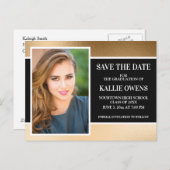 Carte Postale Faire-part Diplôme Or Noir Enregistrer la Date (Devant / Derrière)