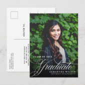 Carte Postale Faire-part Diplôme photo de script moderne (Devant / Derrière)