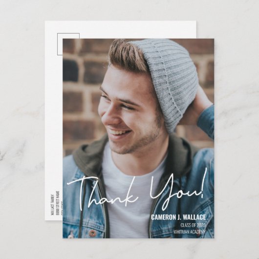 Carte Postale Faire-part Diplômé sur mesure avec MERCI photo (Devant / Derrière)