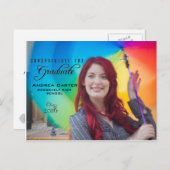 Carte postale Faire-part diplômée/Photo Invitation (Devant / Derrière)