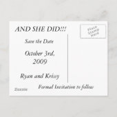 Carte Postale Faire-part Dis Oui (Dos)