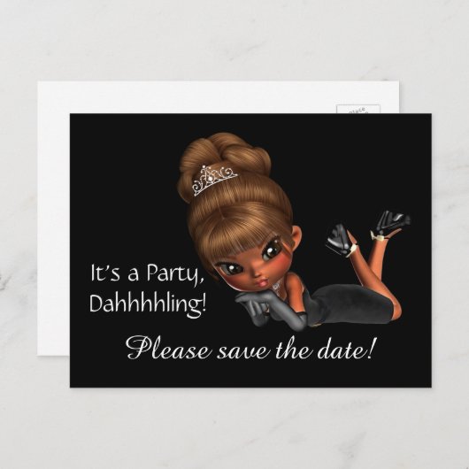 Carte Postale Faire-part Diva Enregistrer la date (Devant / Derrière)