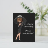 Carte Postale Faire-part Diva Enregistrez la Date (Debout devant)