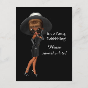 Carte Postale Faire-part Diva femme, réservez la date