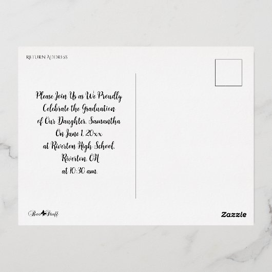 Carte postale Faire-part d'obtention du diplôme en (Verso)