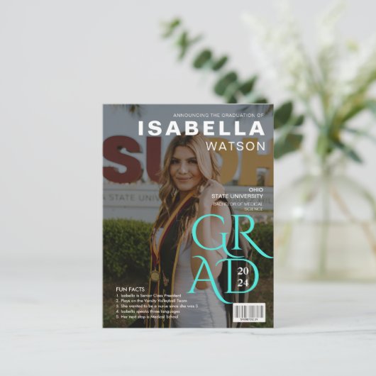 Carte Postale Faire-part d'obtention d'un diplôme de la couvertu (Debout devant)