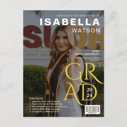 Carte Postale Faire-part d'obtention d'un diplôme de la couvertu (Devant)