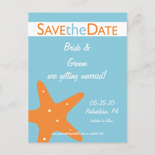 Carte Postale Faire-part Dollar de sable Enregistrer la date (Devant)