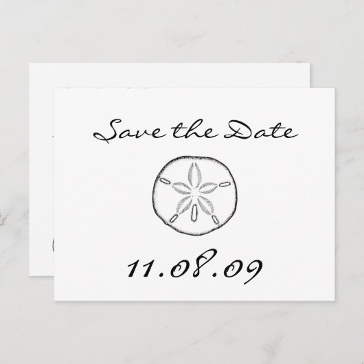 Carte Postale Faire-part Dollar de sable Save the Date (Devant / Derrière)