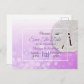 Carte Postale Faire-part Dollar de sable violet Mariage à thème Enregistrer (Devant / Derrière)