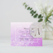 Carte Postale Faire-part Dollar de sable violet Mariage à thème Enregistrer (Debout devant)