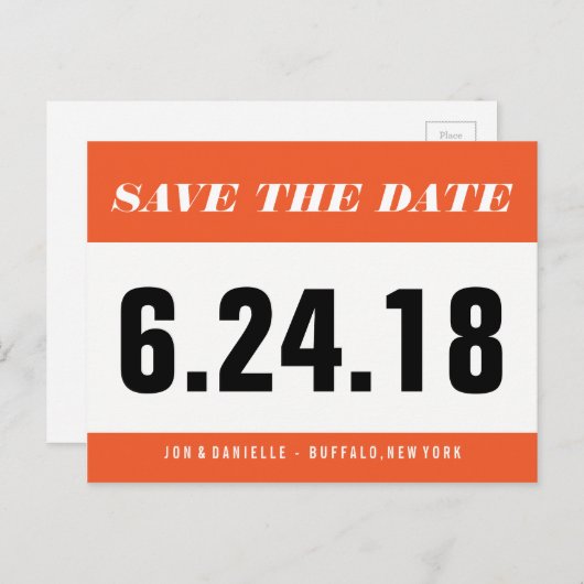 Carte Postale Faire-part Dossier de course - Sauvegarder la date (Devant / Derrière)