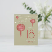 Carte Postale Faire-part Double Bonheur Lanternes rouges Chinois Numéro de  (Debout devant)