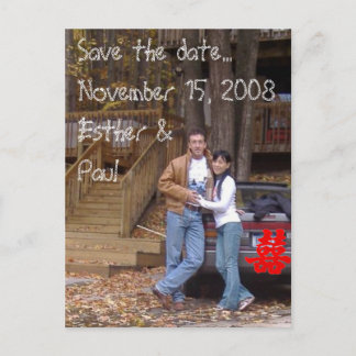 Carte Postale Faire-part Double bonheur - Sauvegarder la date......