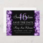 Carte Postale Faire-part Douce 16 "Sauver la date" lumières scintillantes v (Devant / Derrière)