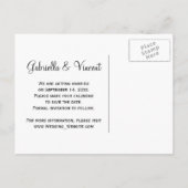 Carte Postale Faire-part Doux Blancs sur Mariage Gris Enregistrer la Date (Dos)