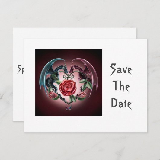 Carte Postale Faire-part Dragon Love Save the Date (Devant / Derrière)