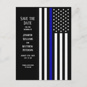Carte Postale Faire-part Drapeau de la fine ligne bleue