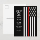 Carte Postale Faire-part Drapeau de la fine ligne rouge (Devant / Derrière)