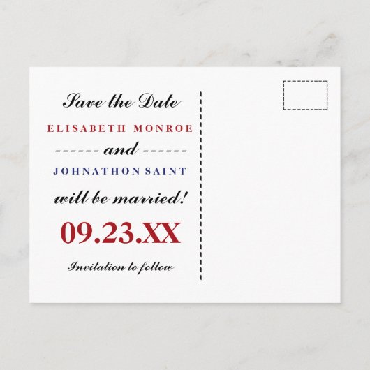 Carte Postale Faire-part Drapeau Union Jack Mariage britannique Save The Da (Dos)