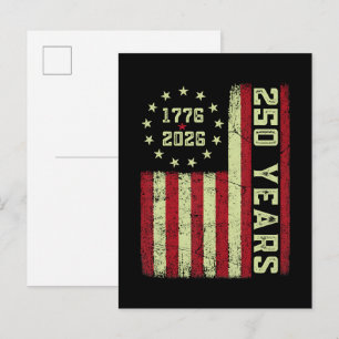 Carte Postale Faire-part Drapeau Usa 250e Anniversaire