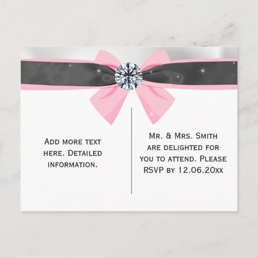 Carte Postale Faire-part Draperie noire et blanche classique avec cabot ros (Dos)