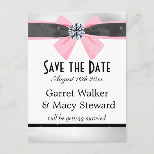 Carte Postale Faire-part Draperie noire et blanche classique avec cabot ros (Devant)