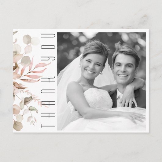 Carte Postale Faire-part Dreamy Foliage Mariage Merci rose vierge ID817 (Devant)