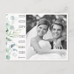 Carte Postale Faire-part Dreamy Greenery Mariage Merci vert/bleu ID817