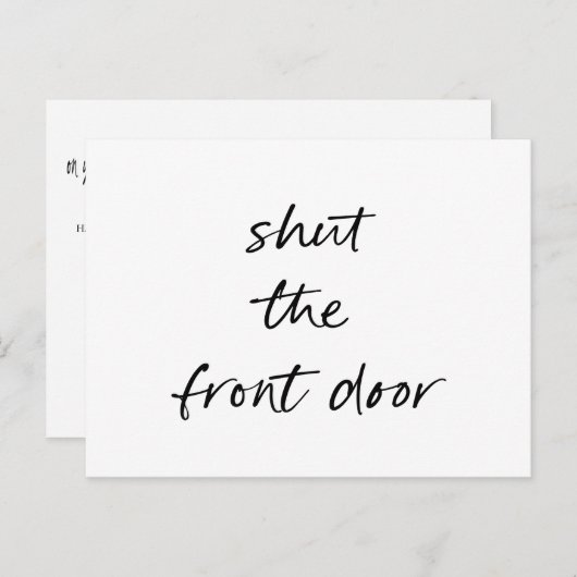 Carte Postale Faire-part Drôle Adresse de Nouvelle Maison Simple Noir et Bl (Devant / Derrière)