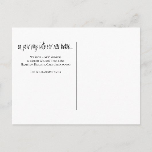 Carte Postale Faire-part Drôle Adresse de Nouvelle Maison Simple Noir et Bl (Dos)