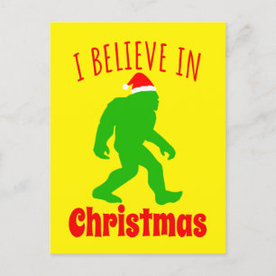 Carte Postale Faire-part Drôle Bigfoot Je Crois en Noël