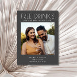 Carte Postale Faire-part Drôle boissons gratuites Mariage Gris Enregistrer<br><div class="desc">Faites de votre journée un moment inoubliable dès le premier faire-part avec nos cartes "Funny Free Drinks Mariage Grey Save the Date". Mêlant parfaitement humour et élégance, ces dates sont conçues pour donner le ton à un mariage plein d'amour, de rires et de boissons gratuites. Que vous fassiez une grande...</div>