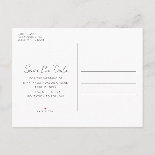 Carte Postale Faire-part Drôle budget du Mariage photo Enregistrer la date (Dos)